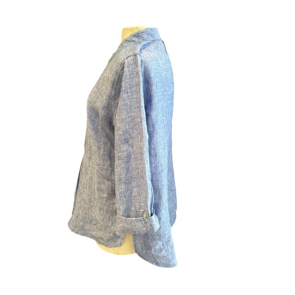 Womens Jones New York Blue Linen Button-Down Shirt Size XL - Picture 2 of 8